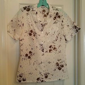 Vintage short sleeve white cotton poly blouse.
